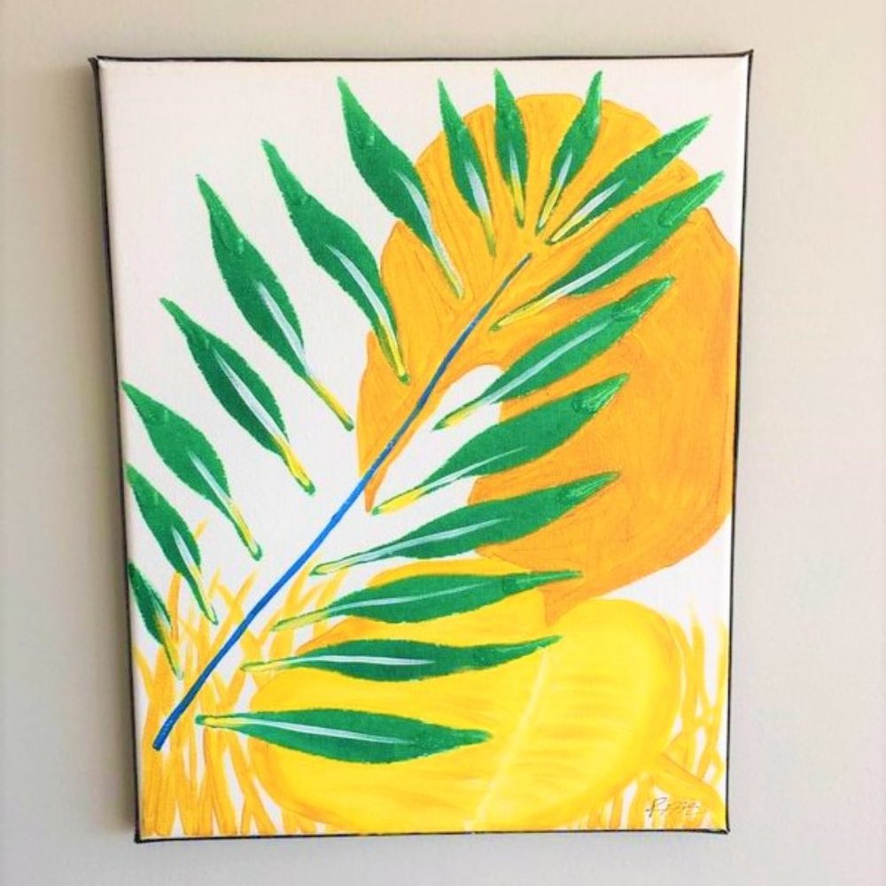 original leaves acrylic painting 11x14
